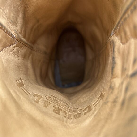 Corral Vintage Cowboy Boots Womens 6.5 Brown Sequin Inlay Embroidered  Western - Picture 6 of 8